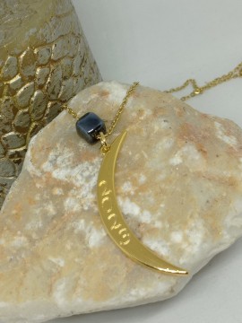 Κολιέ ατσάλινο γούρι φεγγάρι ανθρακί  23 