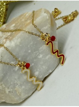 Κολιέ ατσάλινο γούρι κάθετο λευκό 23 