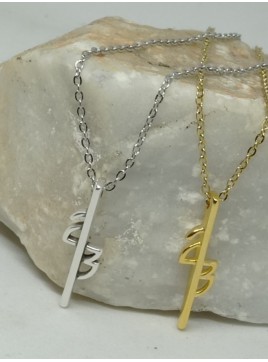 Κολιέ ατσάλινο γούρι βέργα ασημή 23 