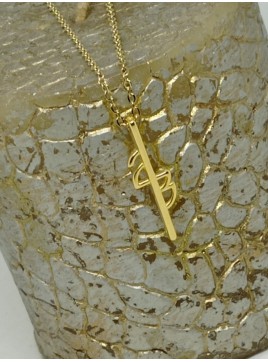 Κολιέ ατσάλινο γούρι βέργα χρυσή  23 