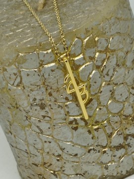 Κολιέ ατσάλινο γούρι βέργα χρυσή  23 