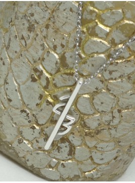 Κολιέ ατσάλινο γούρι βέργα ασημή 23 