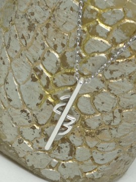 Κολιέ ατσάλινο γούρι βέργα ασημή 23 