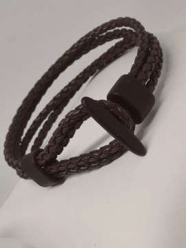 Ανδρικό  ατσάλινο  βραχιόλι θηλιά ethnic brown 