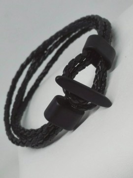 Ανδρικό  ατσάλινο  βραχιόλι θηλιά ethnic black 