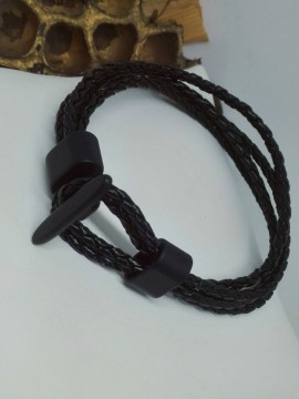 Ανδρικό  ατσάλινο  βραχιόλι θηλιά ethnic black 