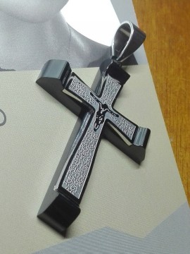 Ανδρικός ατσάλινος σταυρός black religious