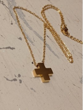 Ατσάλινος χειροποίητος σταυρός gold plate