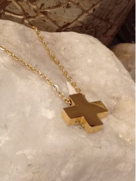 Ατσάλινος χειροποίητος σταυρός gold plate