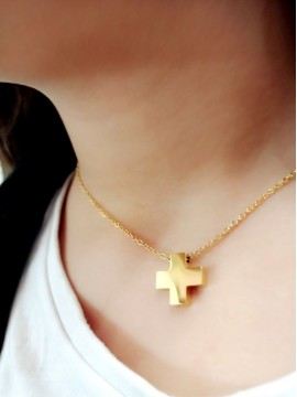 Ατσάλινος χειροποίητος σταυρός gold plate