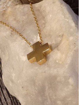 Ατσάλινος χειροποίητος σταυρός gold plate