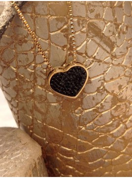 Κολιέ ατσάλινο γυναικείο καρδιά επίχρυσο με στρας