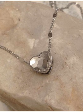 Κολιέ ατσάλινο γυναικείο καρδιά με κρύσταλλο