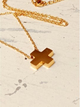Ατσάλινος χειροποίητος σταυρός gold plate