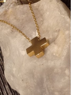Ατσάλινος χειροποίητος σταυρός gold plate