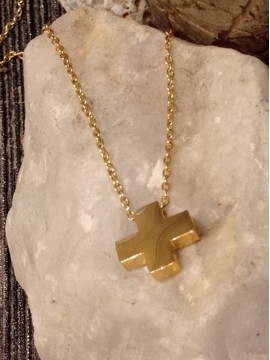 Ατσάλινος χειροποίητος σταυρός gold plate