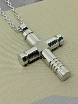 Ανδρικός ατσάλινος σταυρός silver Bolt