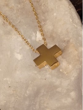 Ατσάλινος χειροποίητος σταυρός gold plate