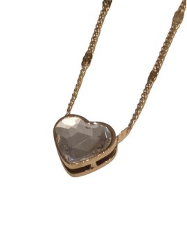 Κολιέ ατσάλινο γυναικείο καρδιά επίχρυσο με κρύσταλλο