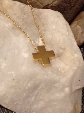 Ατσάλινος χειροποίητος σταυρός gold plate